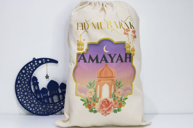 Personalised eid sacks / eid ramadan gift bags, eid gift for kids / ramadan eid mubarak party gift bags / personalised eid gift bag sacks